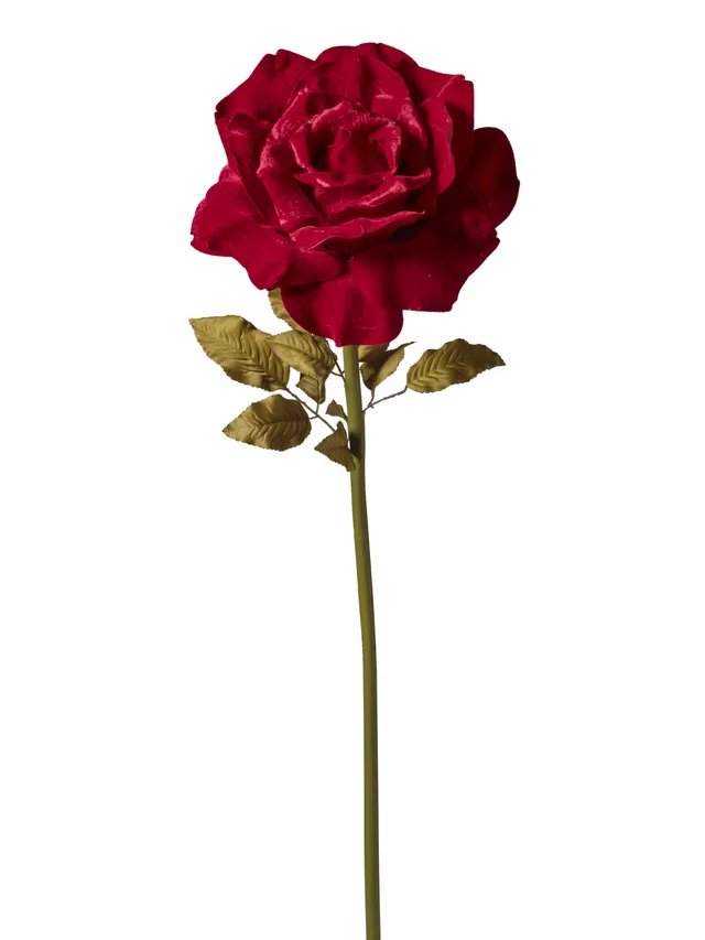 Feuillazur Rungis Rose velours rouge fleur artificielle 116 cm