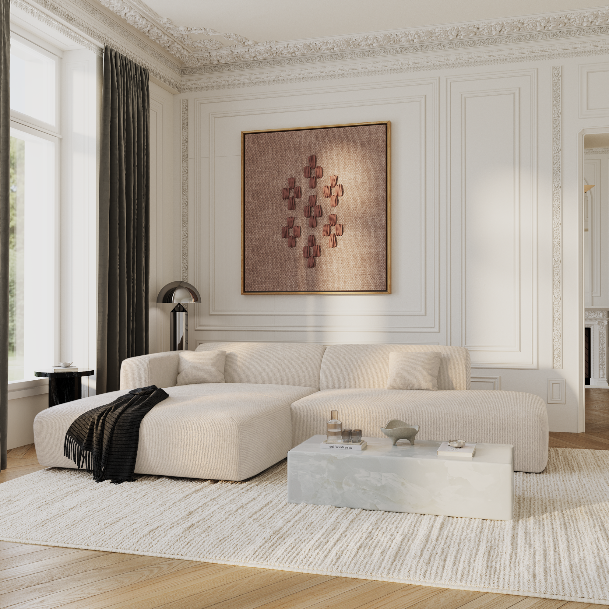 Sia Home Myra Canapé angle gauche ouvert beige