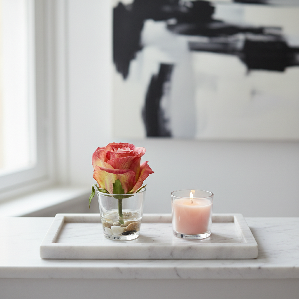 Sia Home Stones Rose rose pot verre illusion d'eau 12 cm