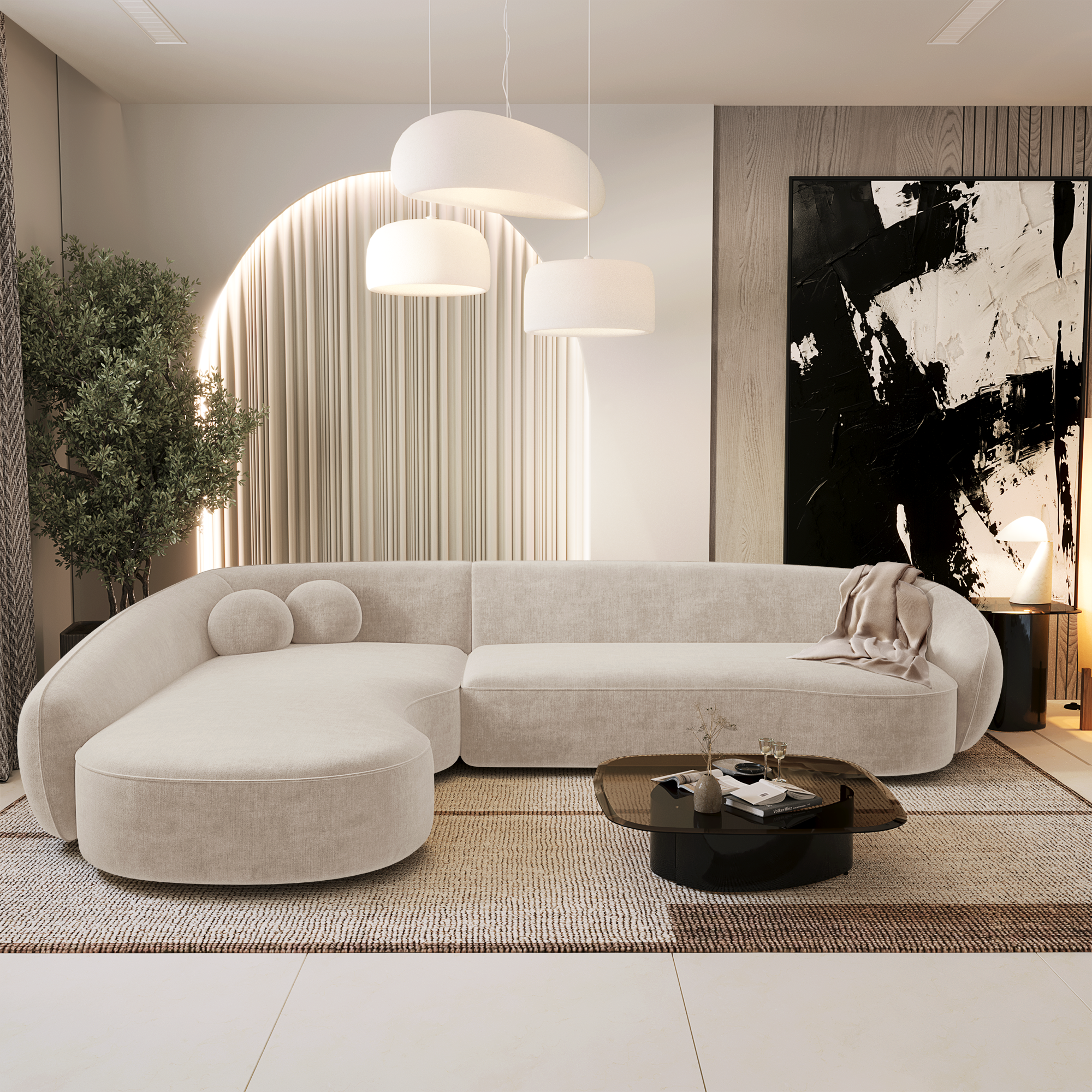 Sia Home Canapés Cooper canapé angle gauche Crème 290 cm