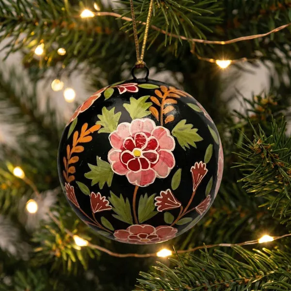 Flowrette Carmen boule de Noël florale peinte main