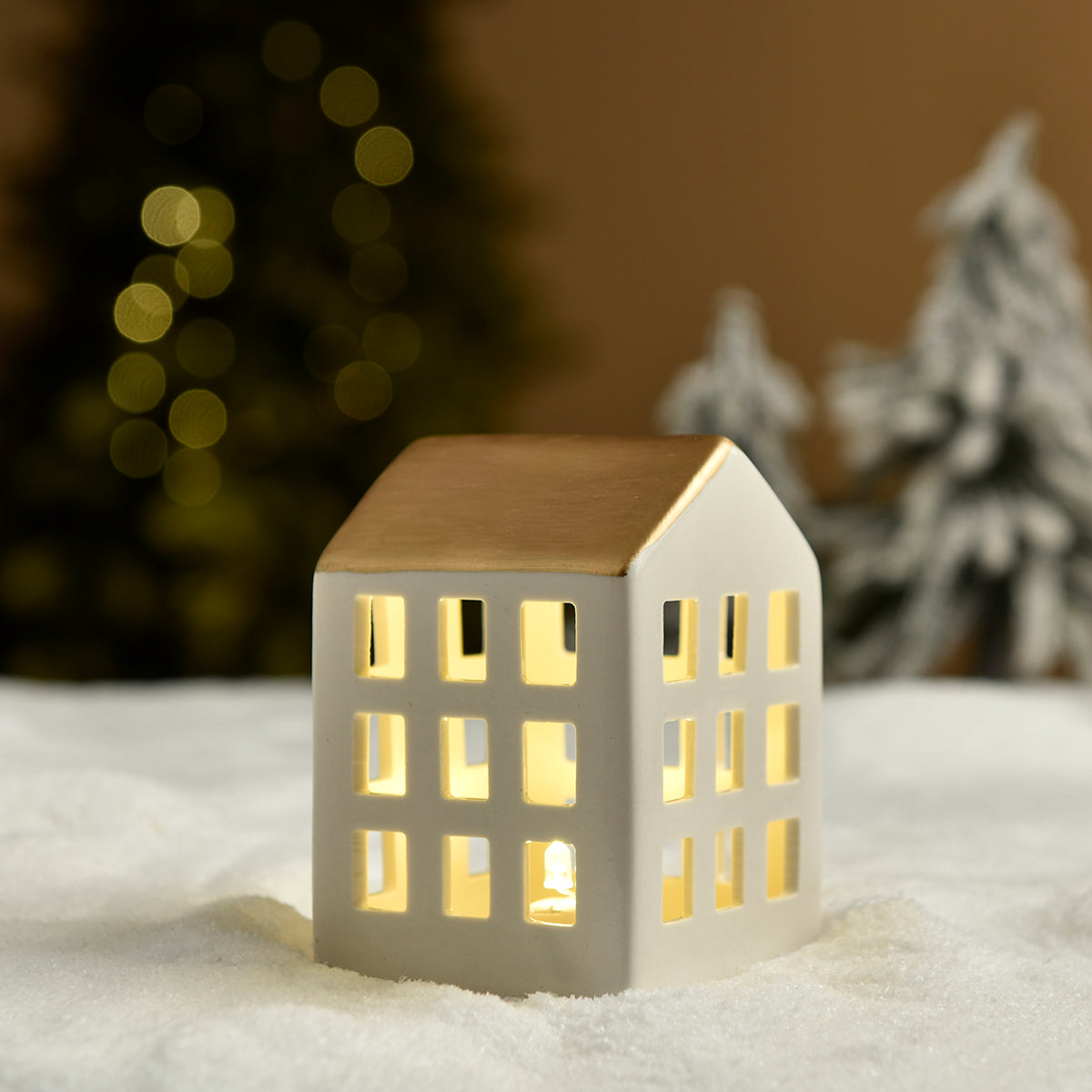 Sia Home Chalets Noël 11 cm figurine blanc doré