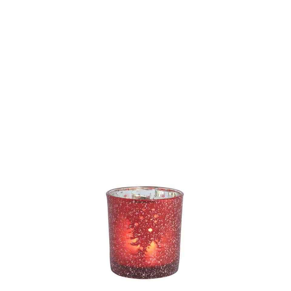 Sia Home Moor photophore verre rouge 7 cm sapins