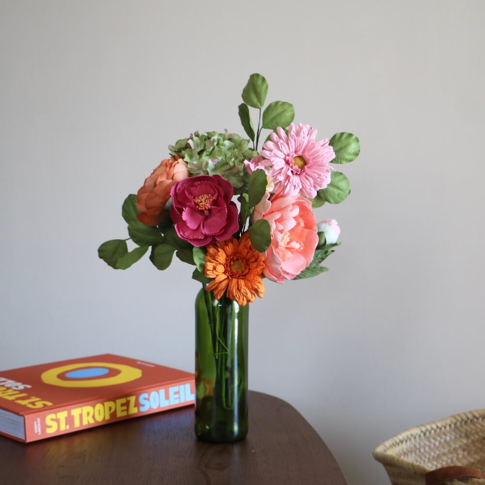 Flowrette Goya bouquet fleurs en papier pivoine gerbera orange rose
