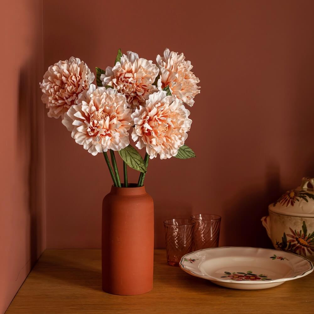 Flowrette Dahlia fleur papier corail blanc x1 salon