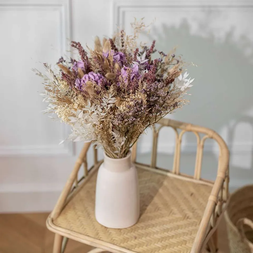 Flowrette Valentin bouquet fleurs séchées rose taille S
