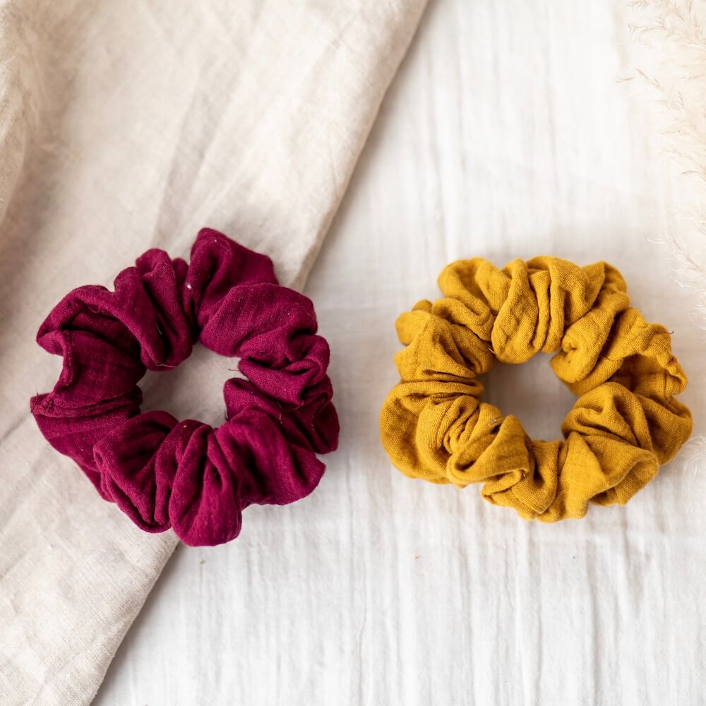 Flowrette Chouchous bordeaux jaune gaze coton duo maxi