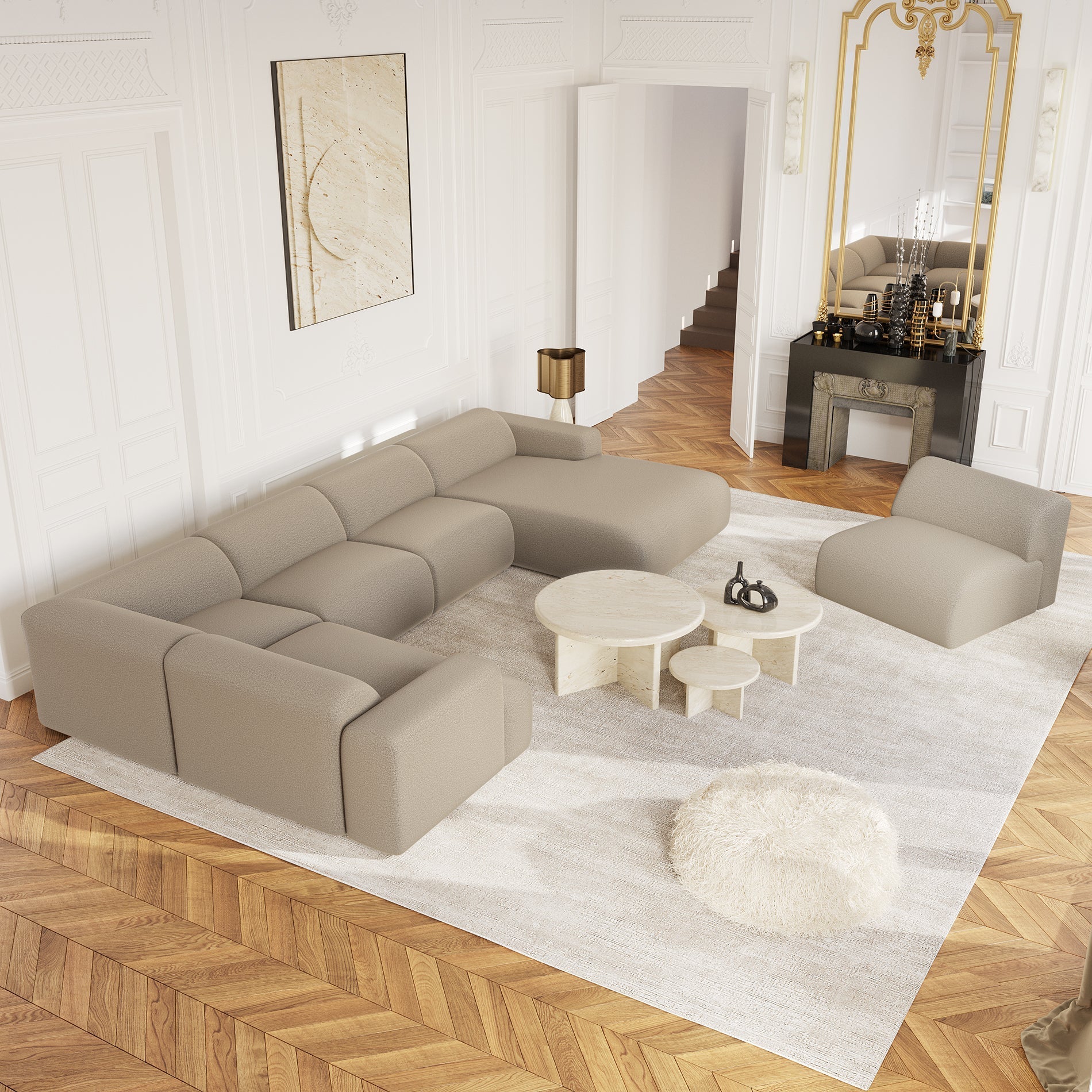 Sia Home Myra canapé panoramique droit crème 5 places