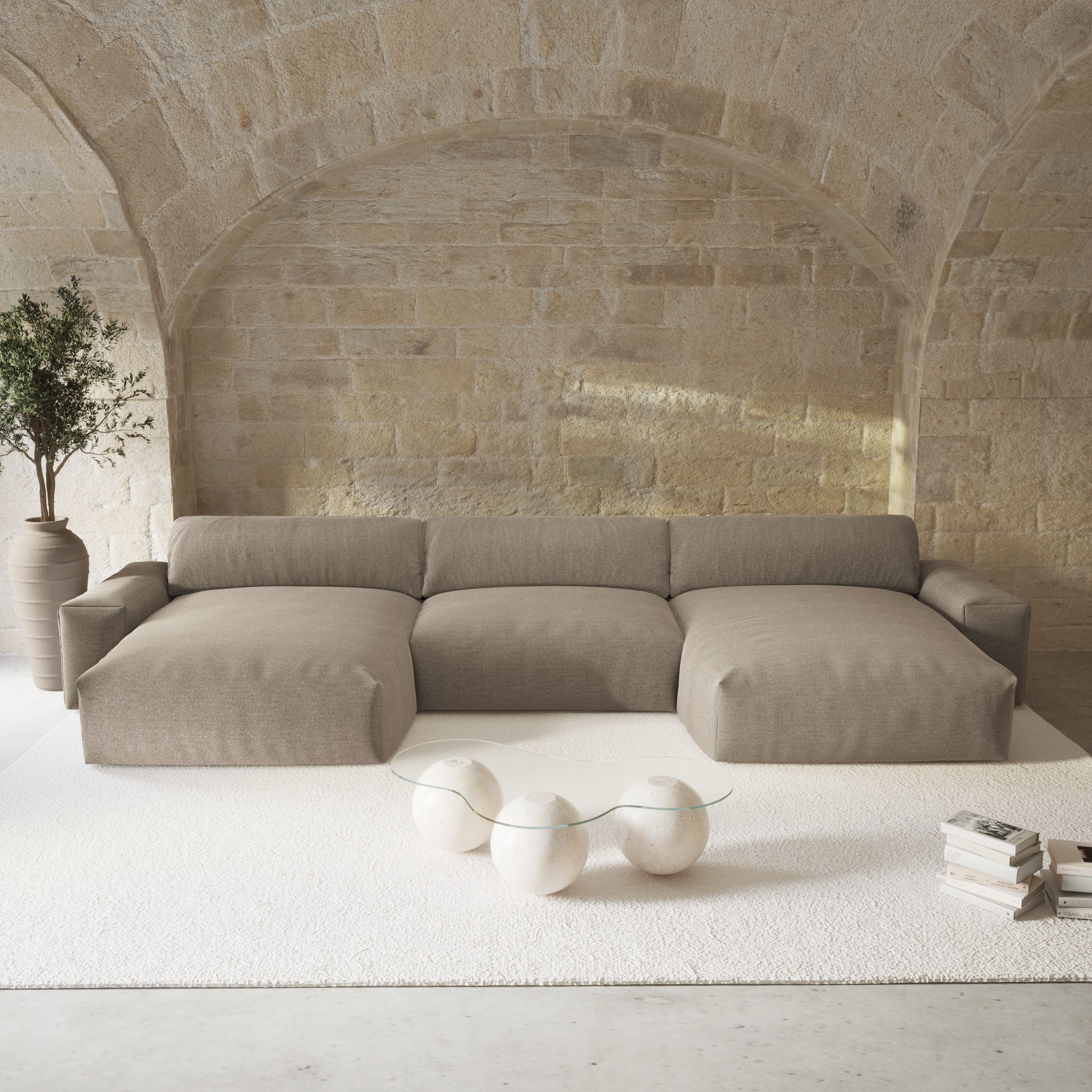 Sia Home Bliss Panoramique canapé beige 5 places