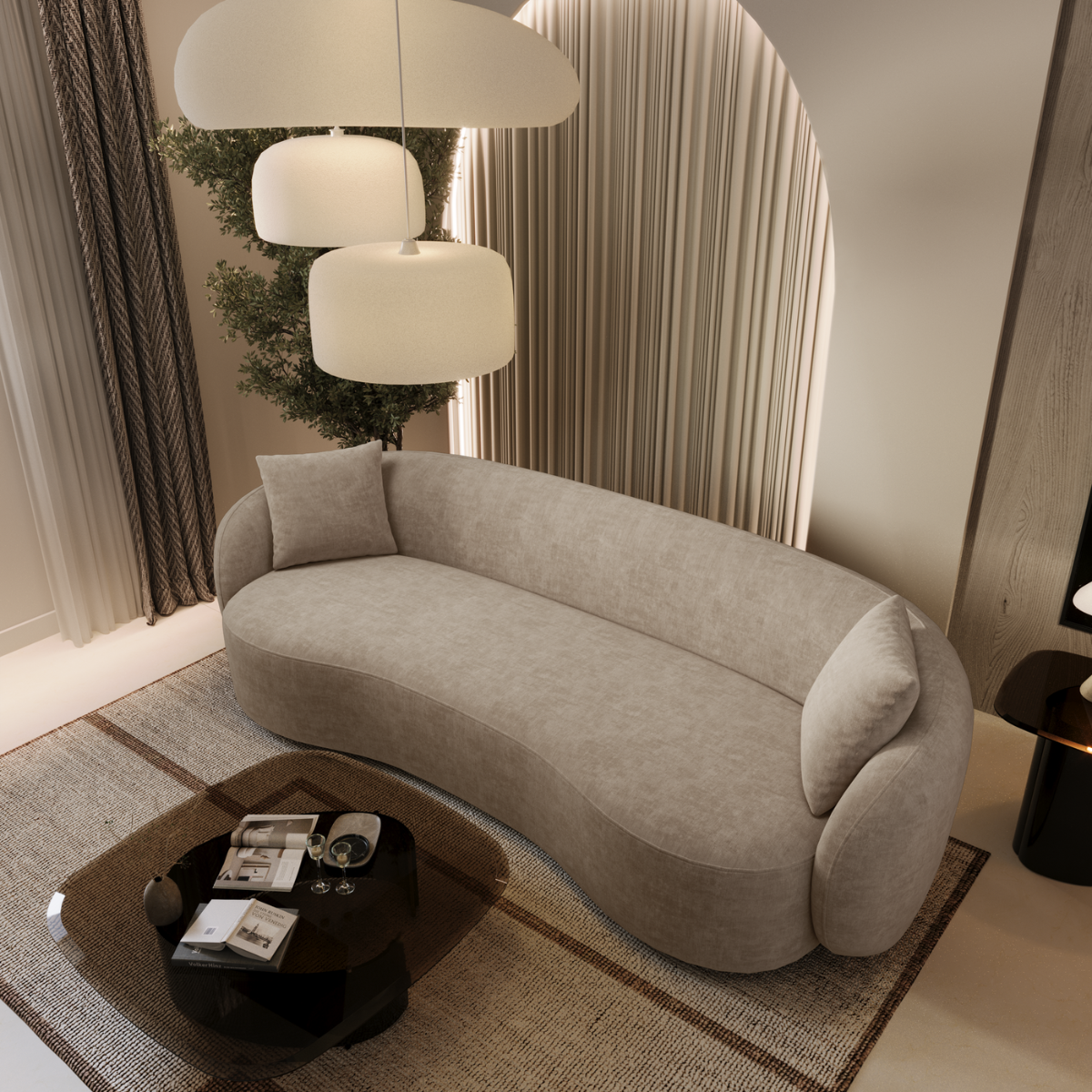 Sia Home Céline canapé crème courbes arrondies