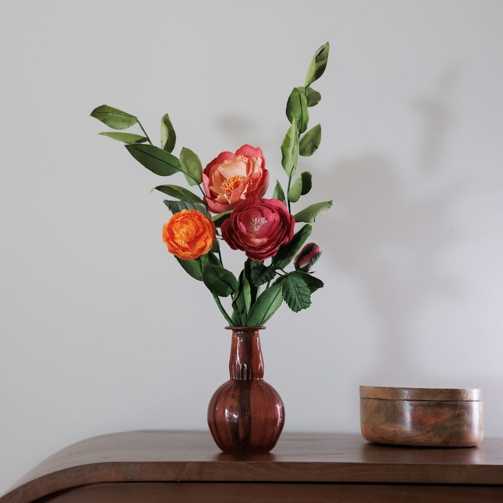 Flowrette Kandinsky bouquet fleurs en papier orange fuchsia