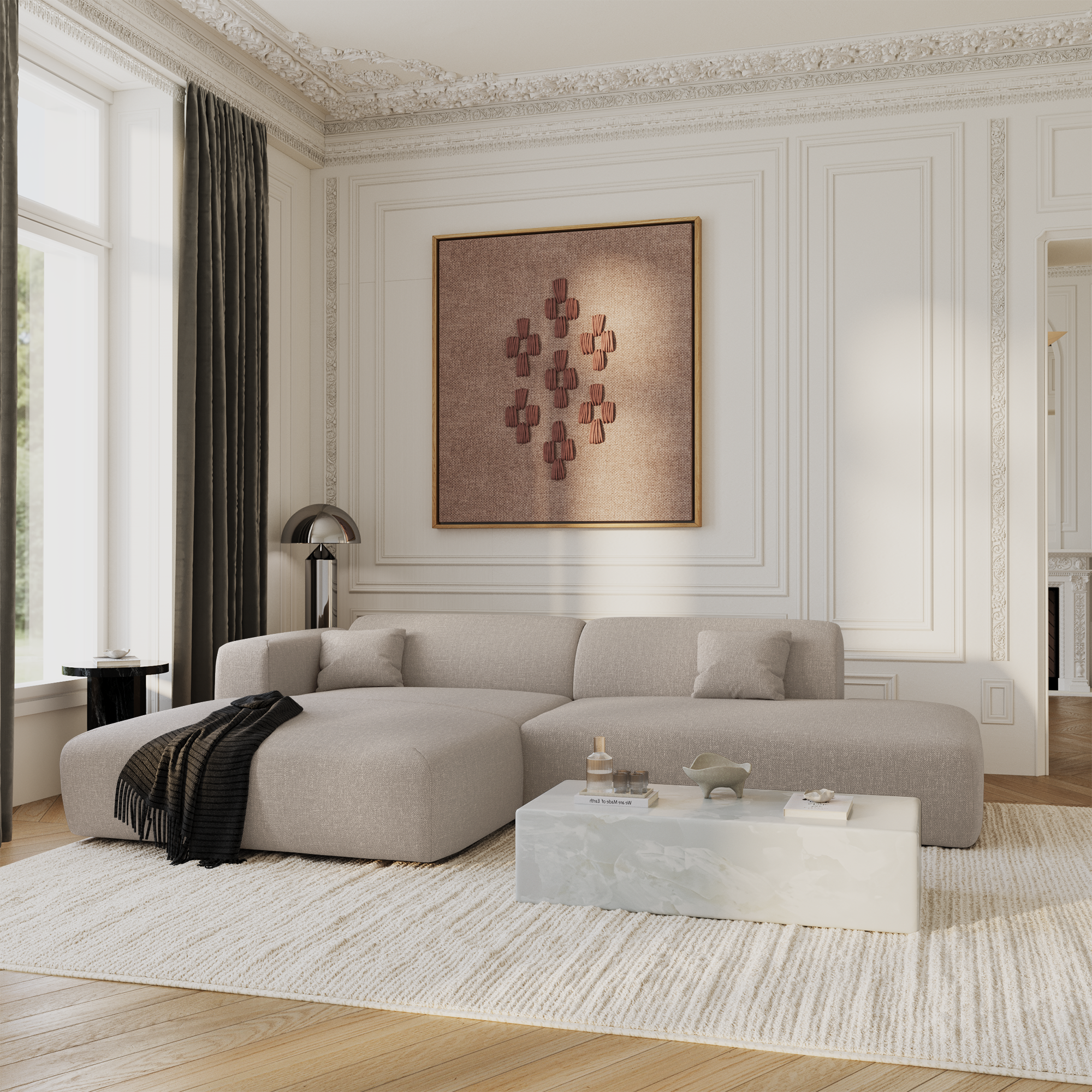 Sia Home Myra canapé d'angle gauche 5 places beige