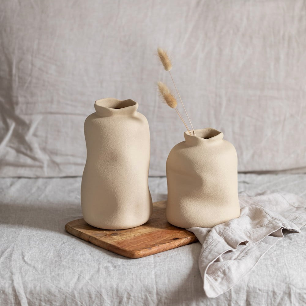 Flowrette Sable vase beige fait main Portugal S 17 cm