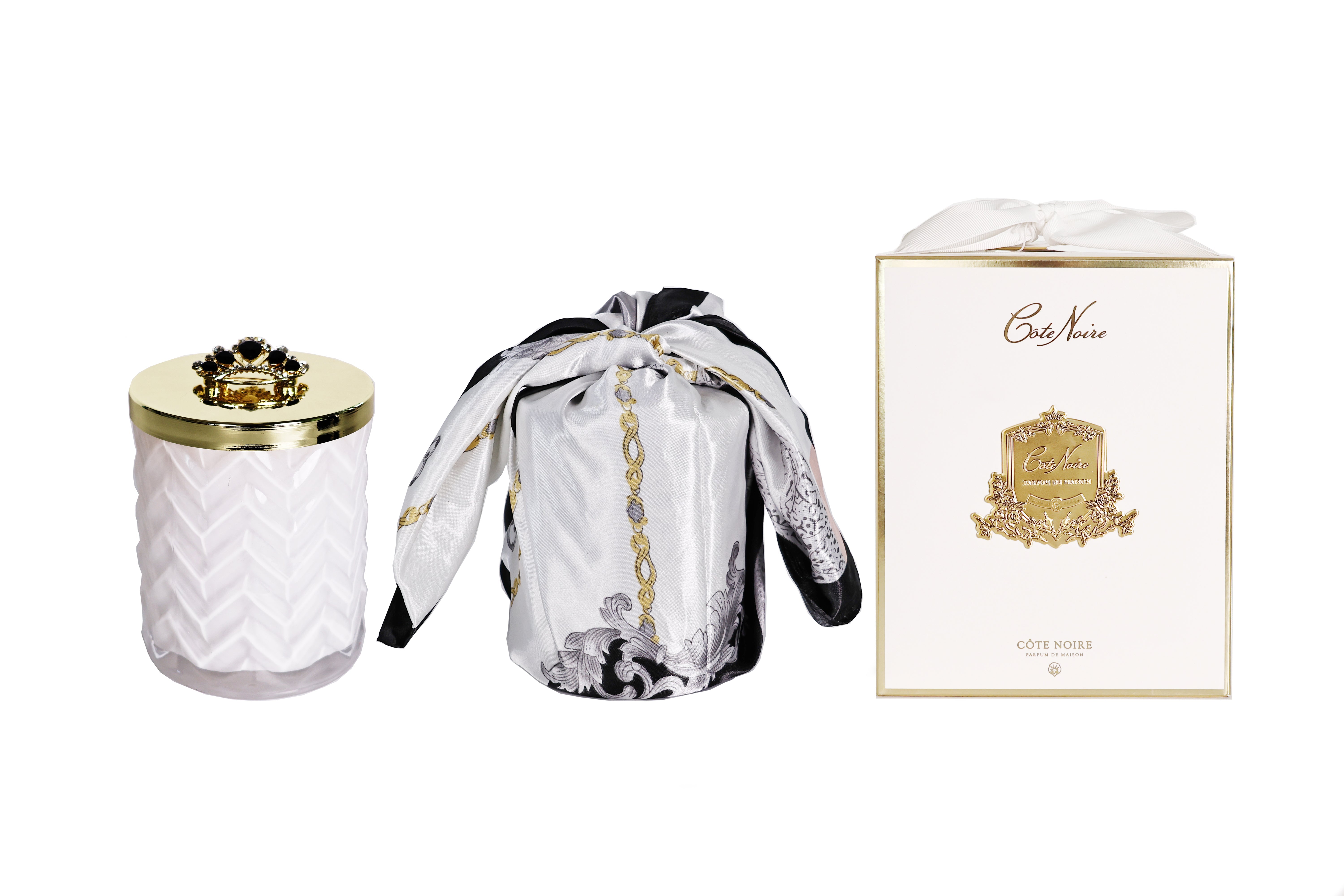 Côte Noire Herringbone HCG32 bougie Prosecco blanc doré 600g