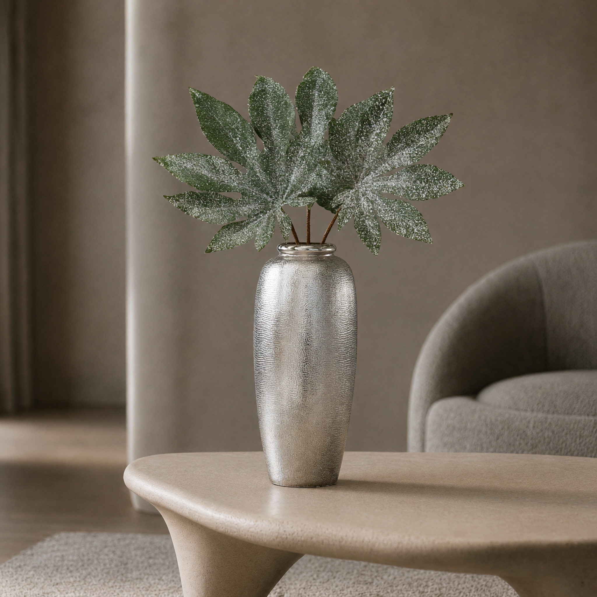 Sia Aralia feuille pailletée 60 cm vert