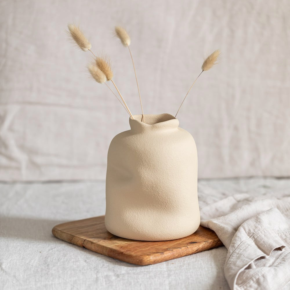 Flowrette Sable vase beige M 23 cm fait main Portugal