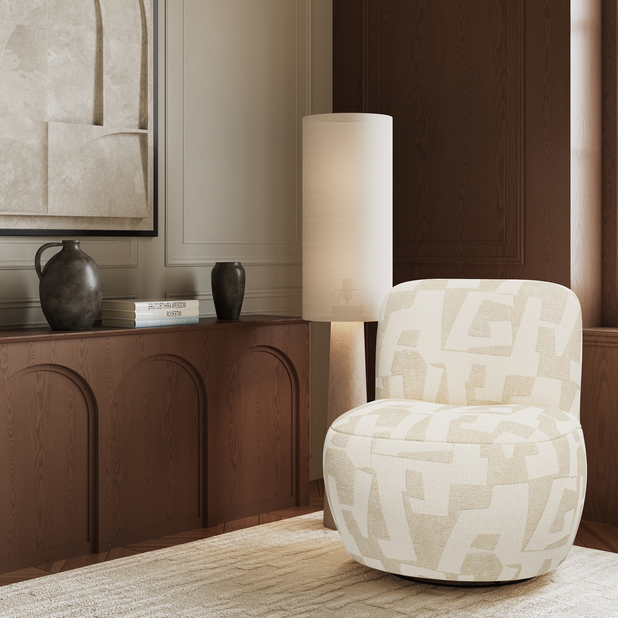 Sia Home Jena Fauteuil Pivotant 360 Écru Salon