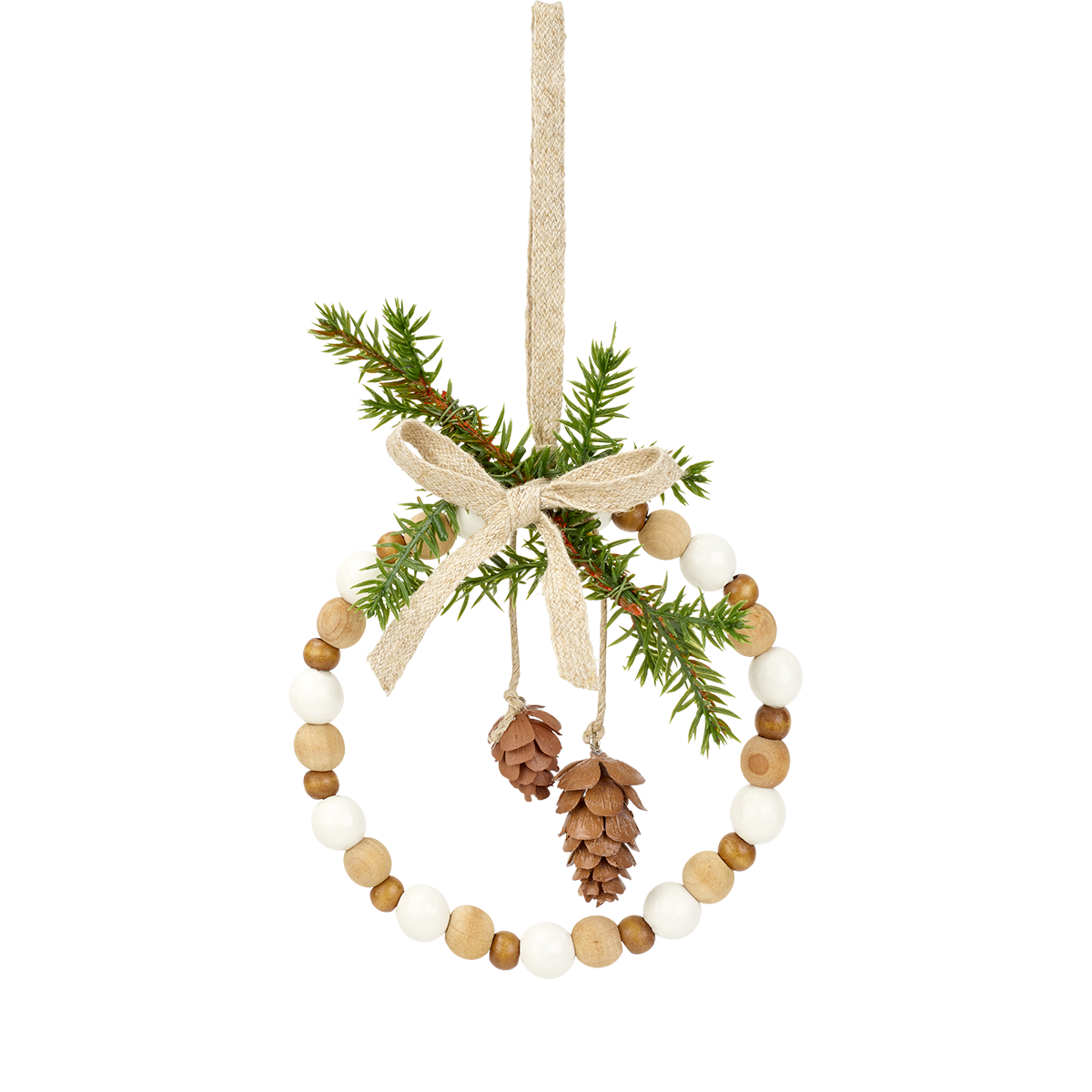 Sia Home Natura suspension Noël cercle bois 13 cm beige