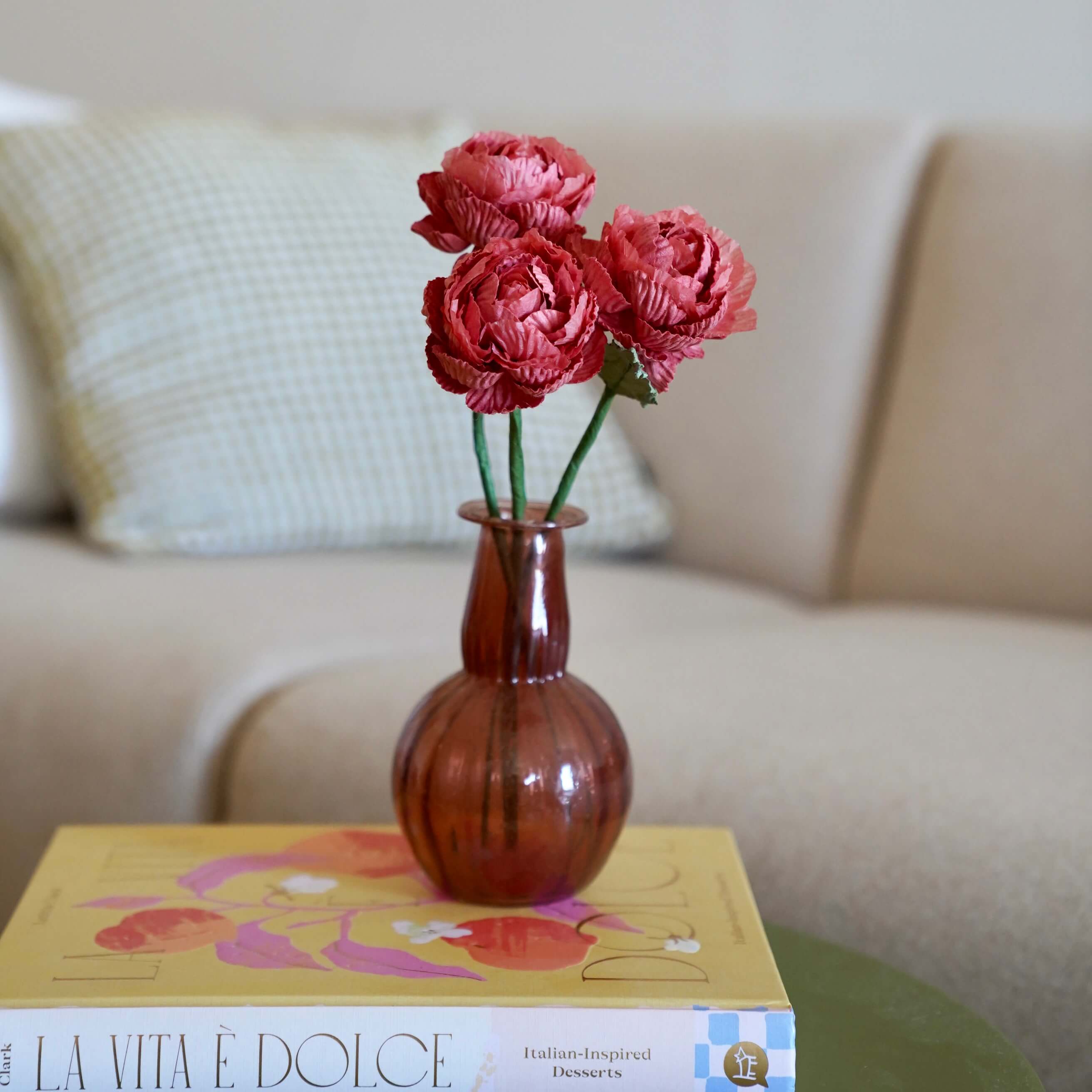 Flowrette Renoncule fleur papier vieux rose x1