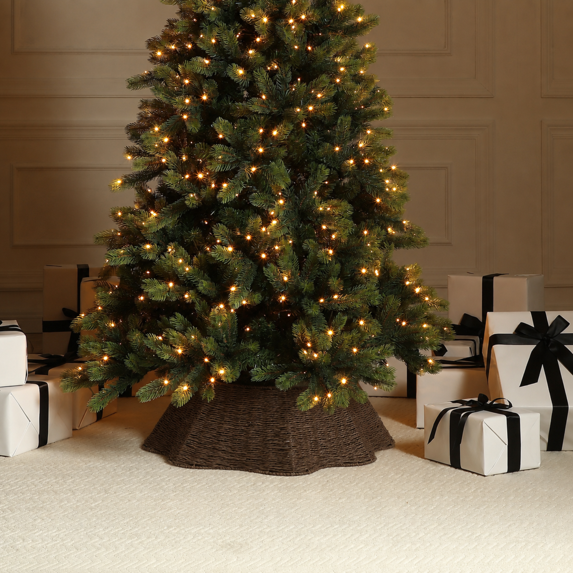 Sia Home Cache-pied sapin ondulé marron corde 65 cm