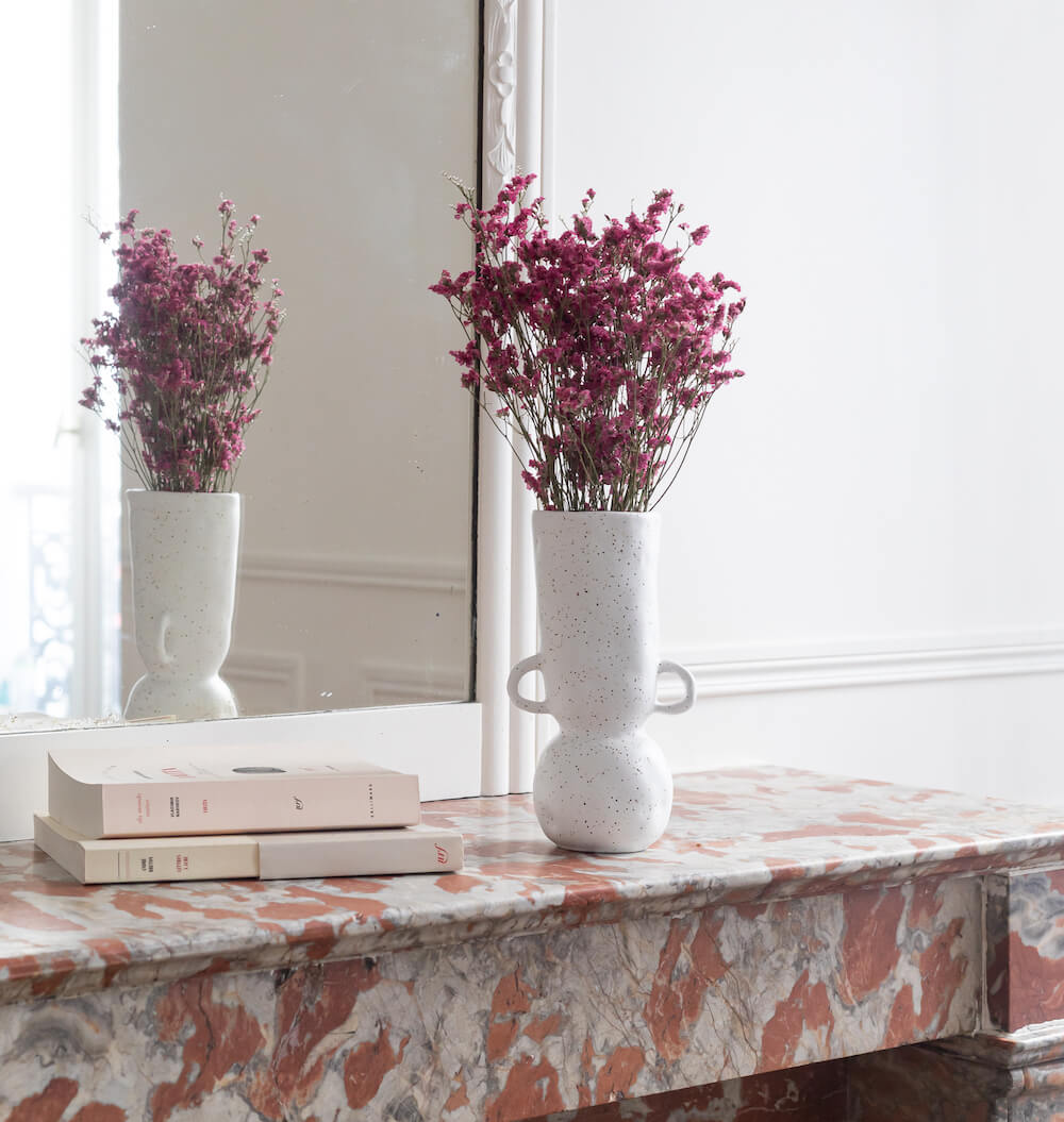 Flowrette Saudade Vase céramique blanc anses fait main