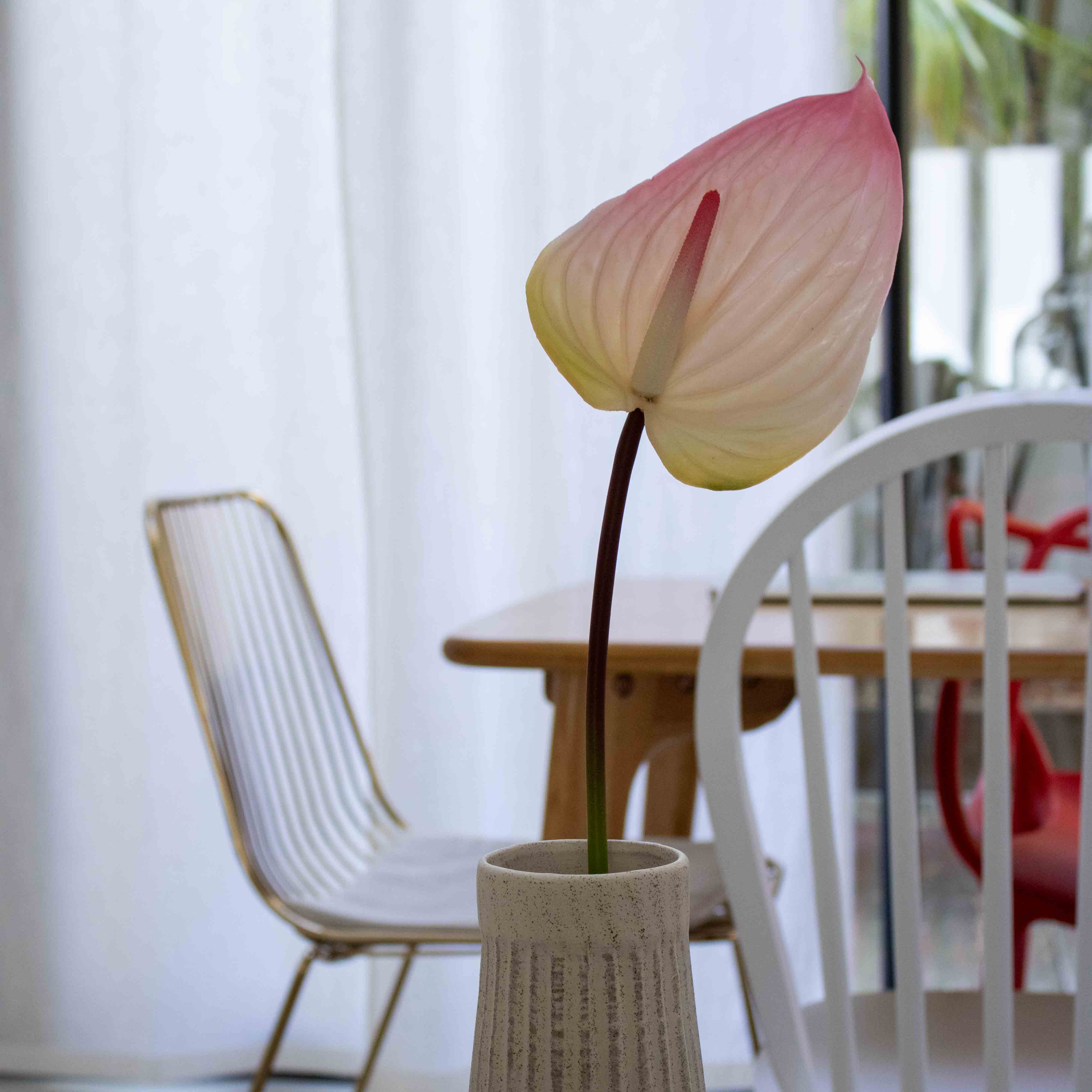 Flowrette Anthurium rose pâle fleur artificielle x1 real touch