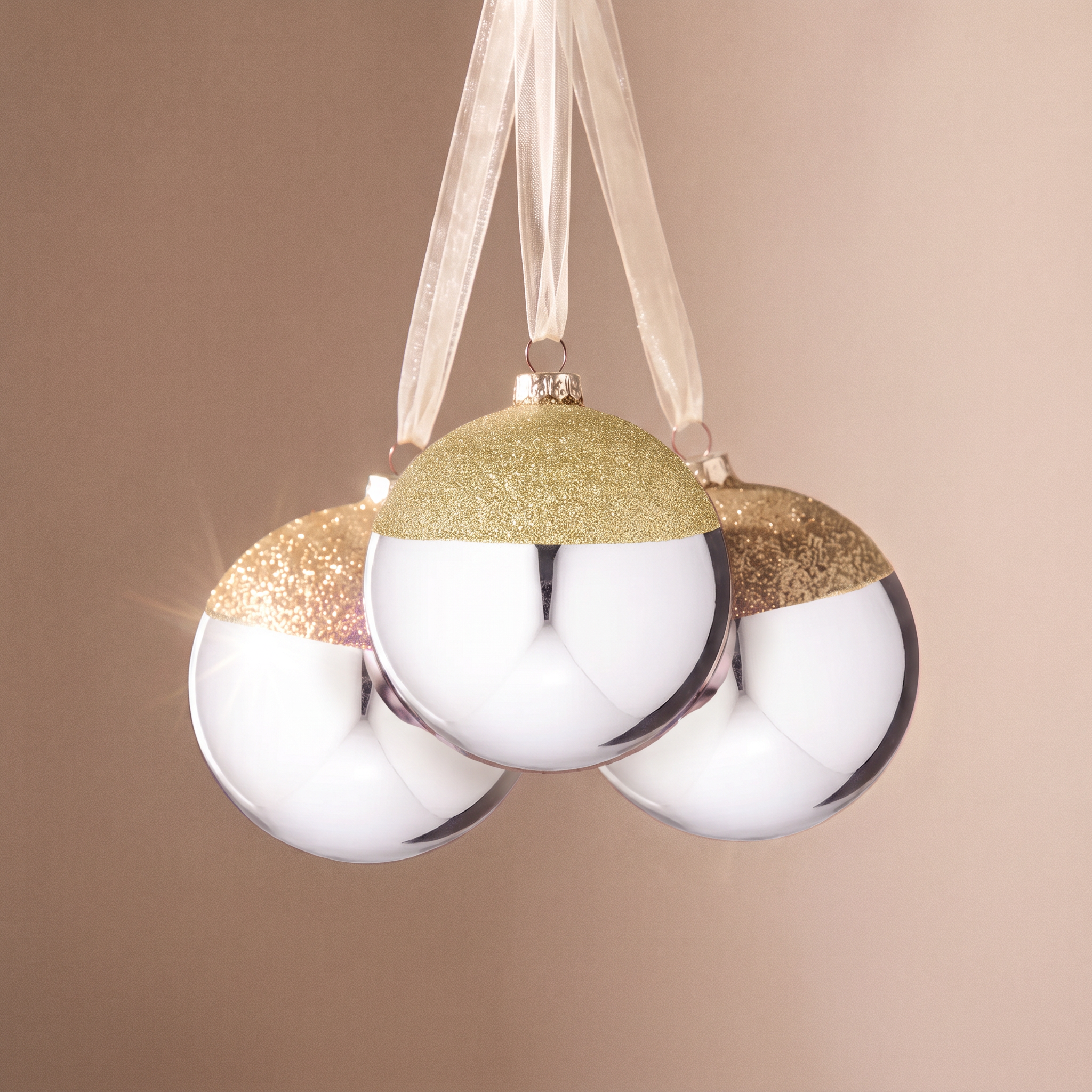 Sia Home Boule de Noël bicolore verre 10 cm vert doré