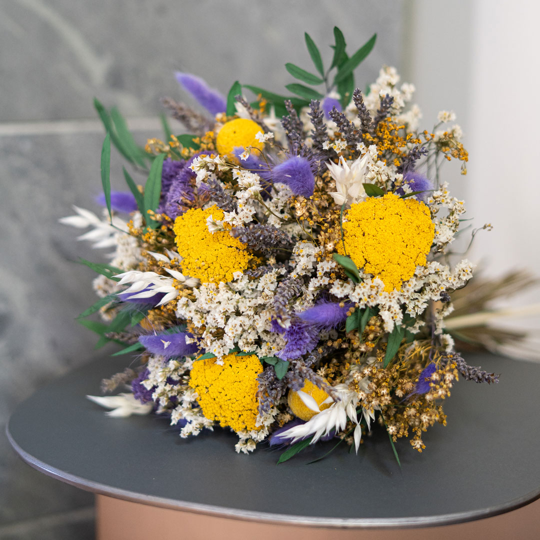 Flowrette Marceau bouquet fleurs séchées M jaune violet