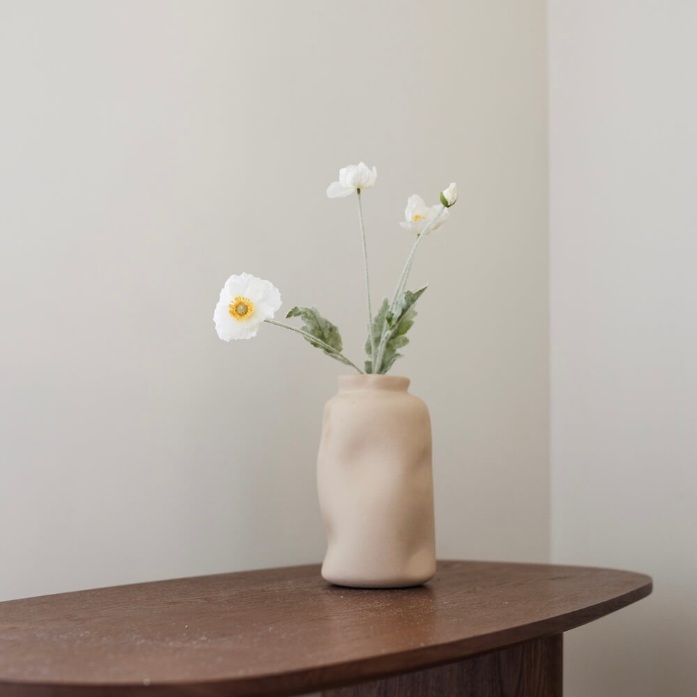 Flowrette pavot fleur artificielle blanche x1 Real Touch