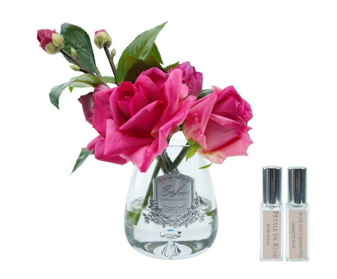 Côte Noire TR08 fleurs parfumées roses magenta vase goutte