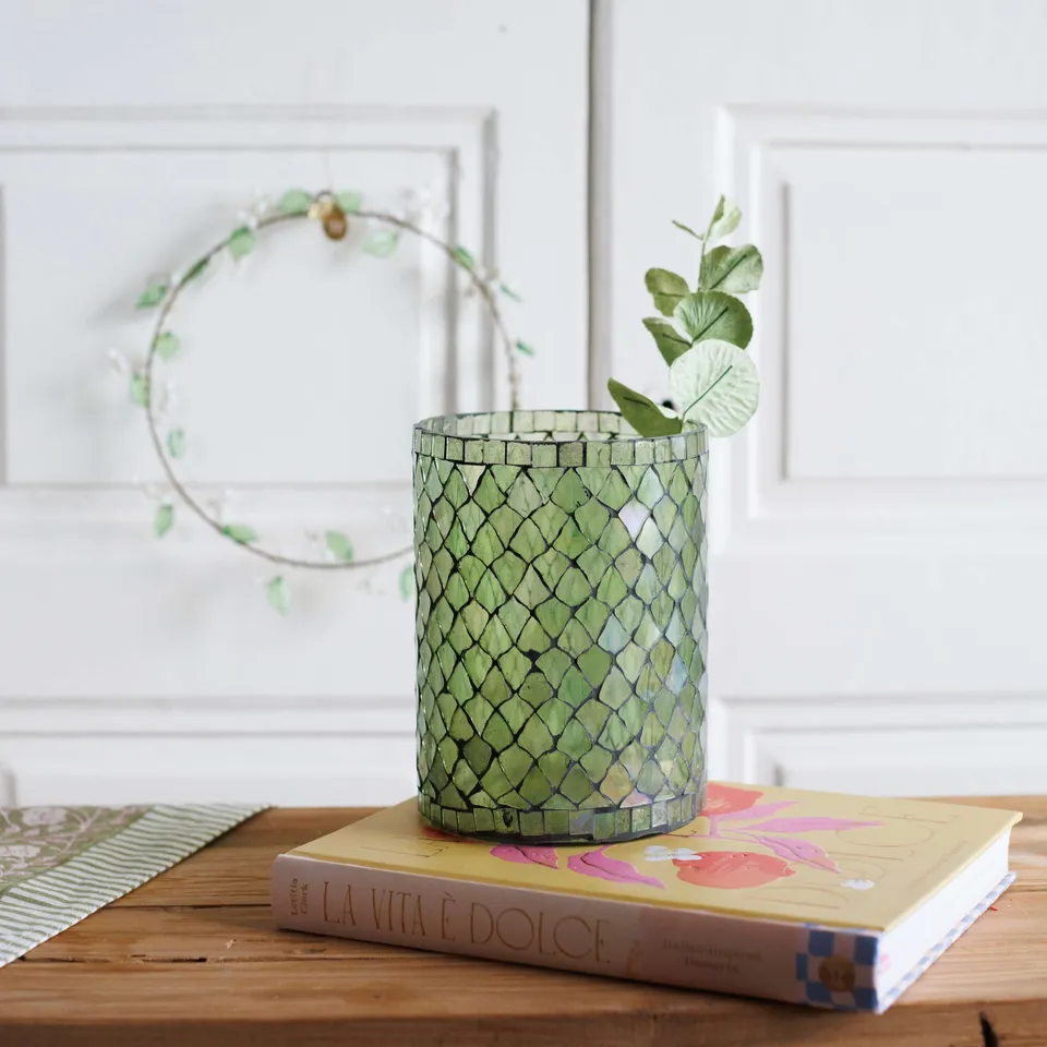 Flowrette Vases petit vase Mosaïc vert artisanale photophore