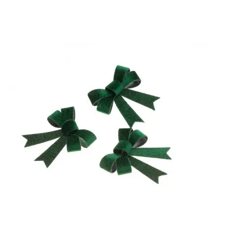 Feuillazur Rungis lot 3 nœuds velours vert 10x12,5cm Noël