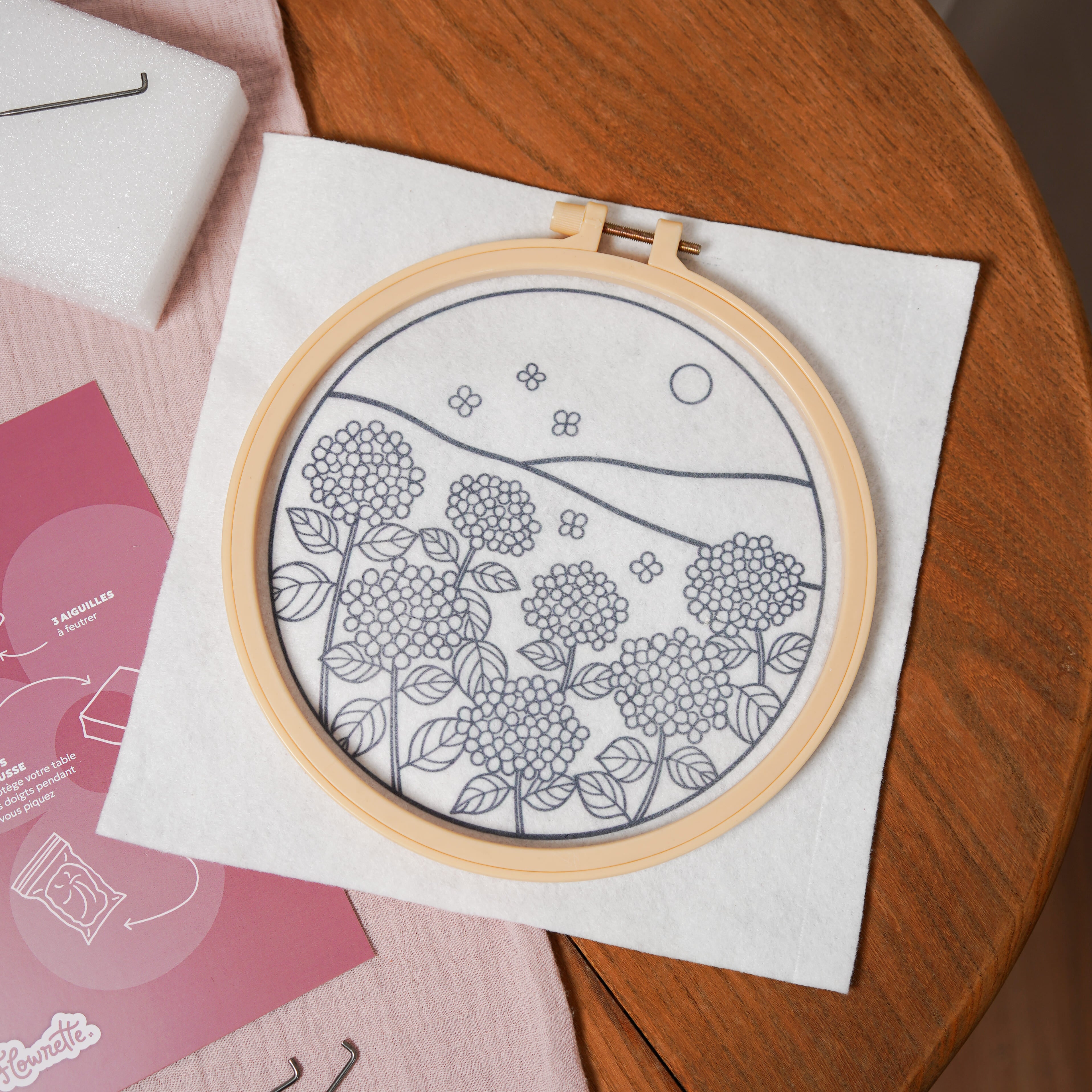 Flowrette Hortensia kit DIY feutrage aiguille laine