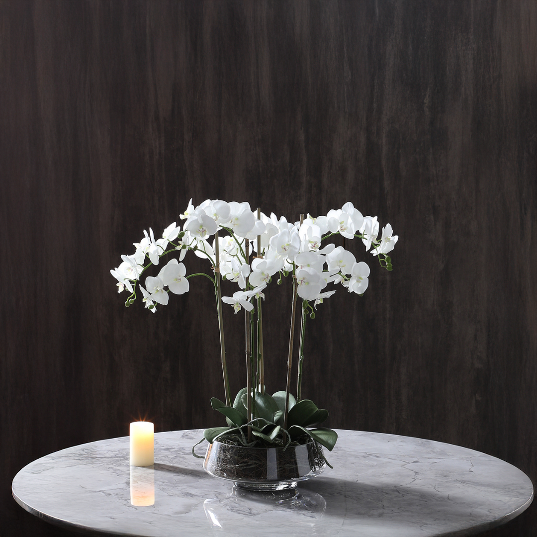 Sia Lena composition orchidée artificielle blanc 72 cm