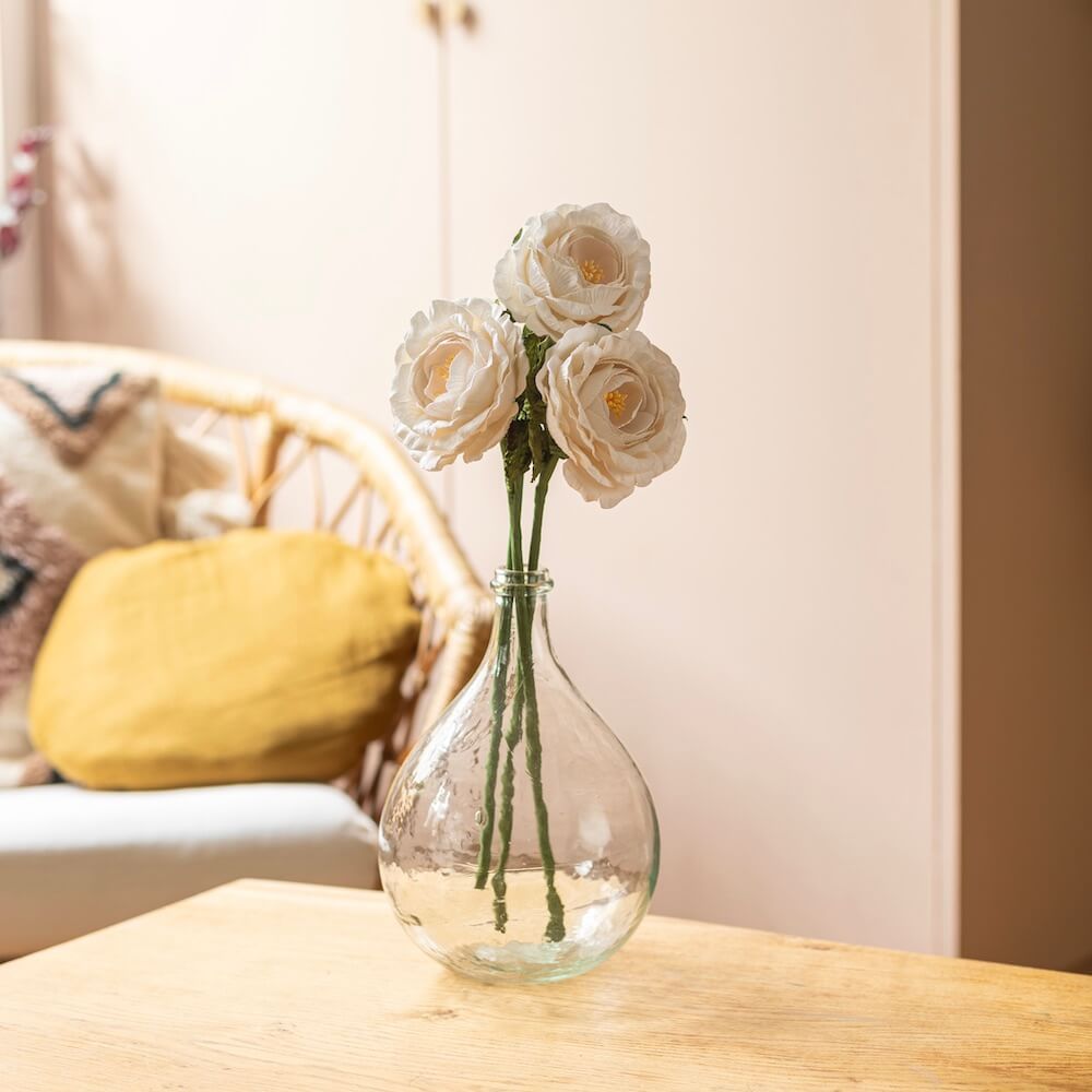 Flowrette Rose anglaise fleur papier blanche x1 durable