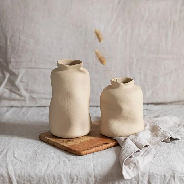 Flowrette Sable vase beige fait main Portugal S 17 cm