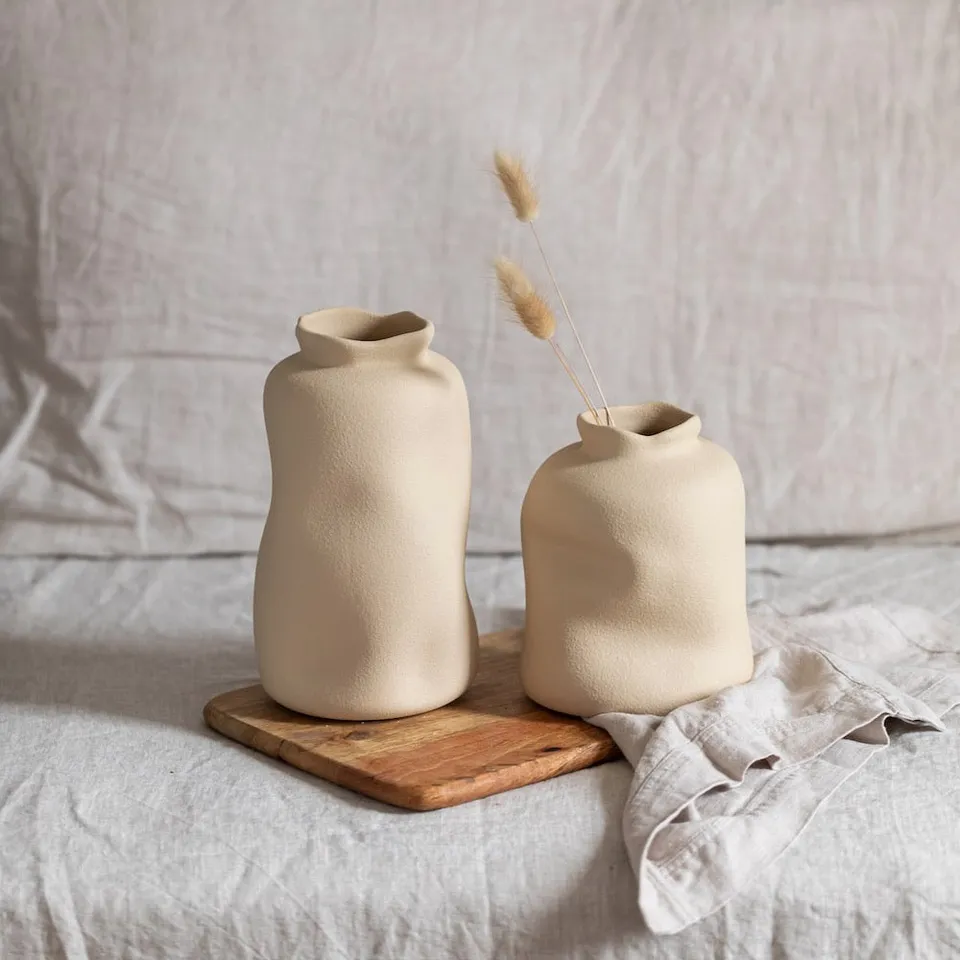 Flowrette Sable vase beige fait main Portugal S 17 cm