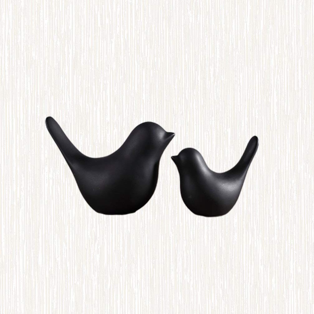 Winomo lot 2 oiseaux céramique noire déco minimaliste