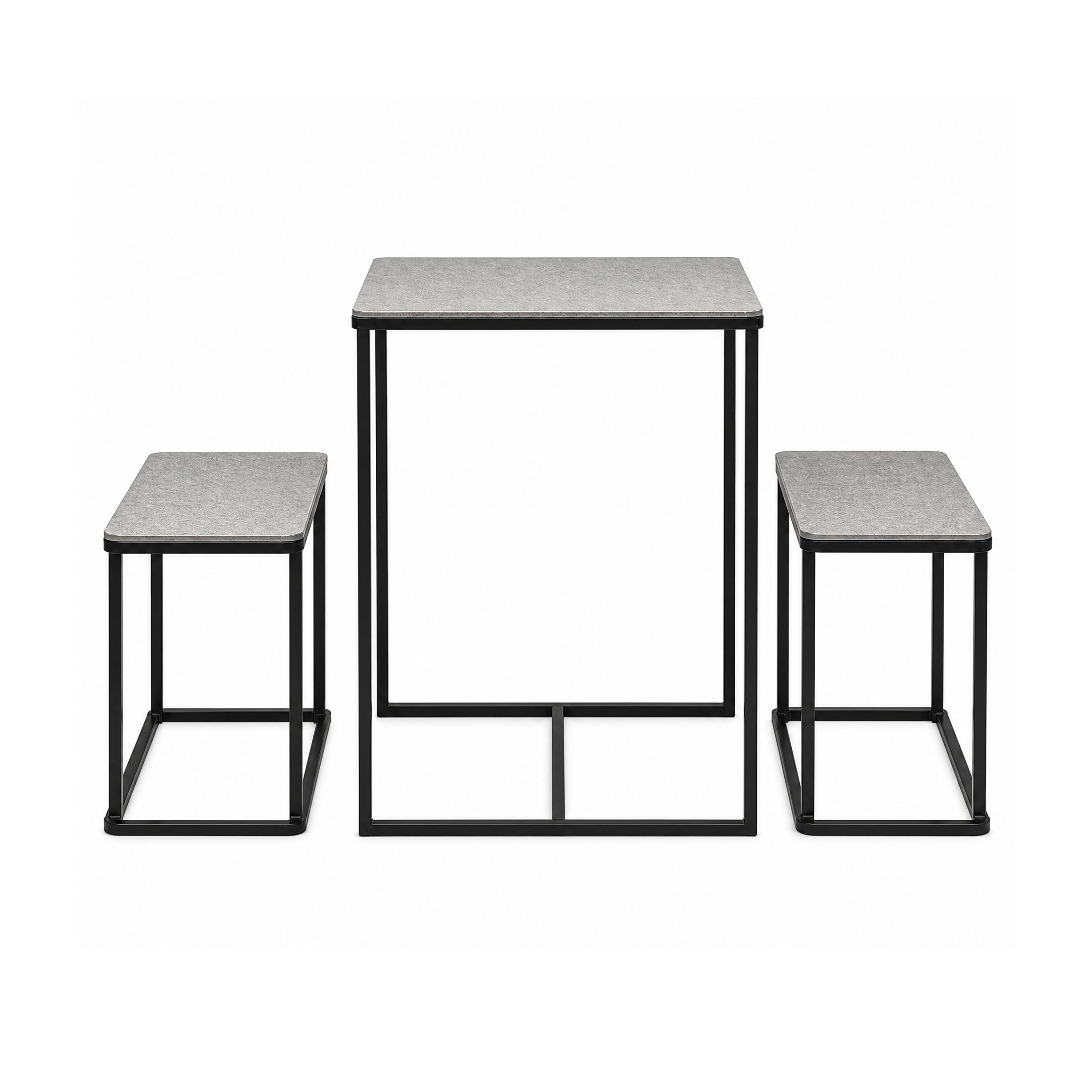 Sia Home Tables Table avec 2 bancs argenté noir