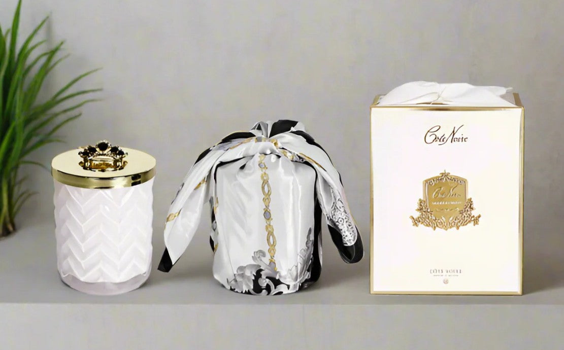 Côte Noire Herringbone HCG32 bougie Prosecco blanc doré 600g