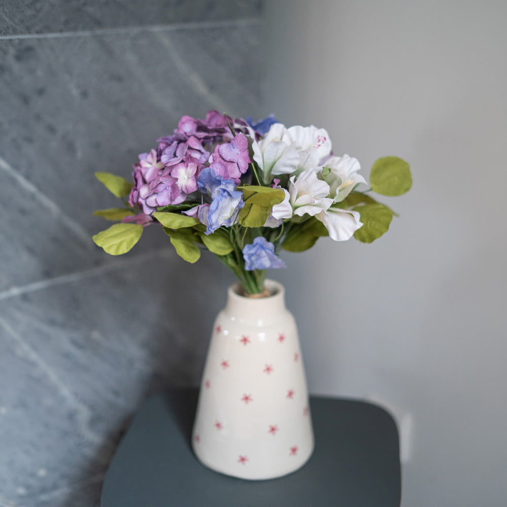 Flowrette Trenet bouquet fleurs en papier mauve blanc