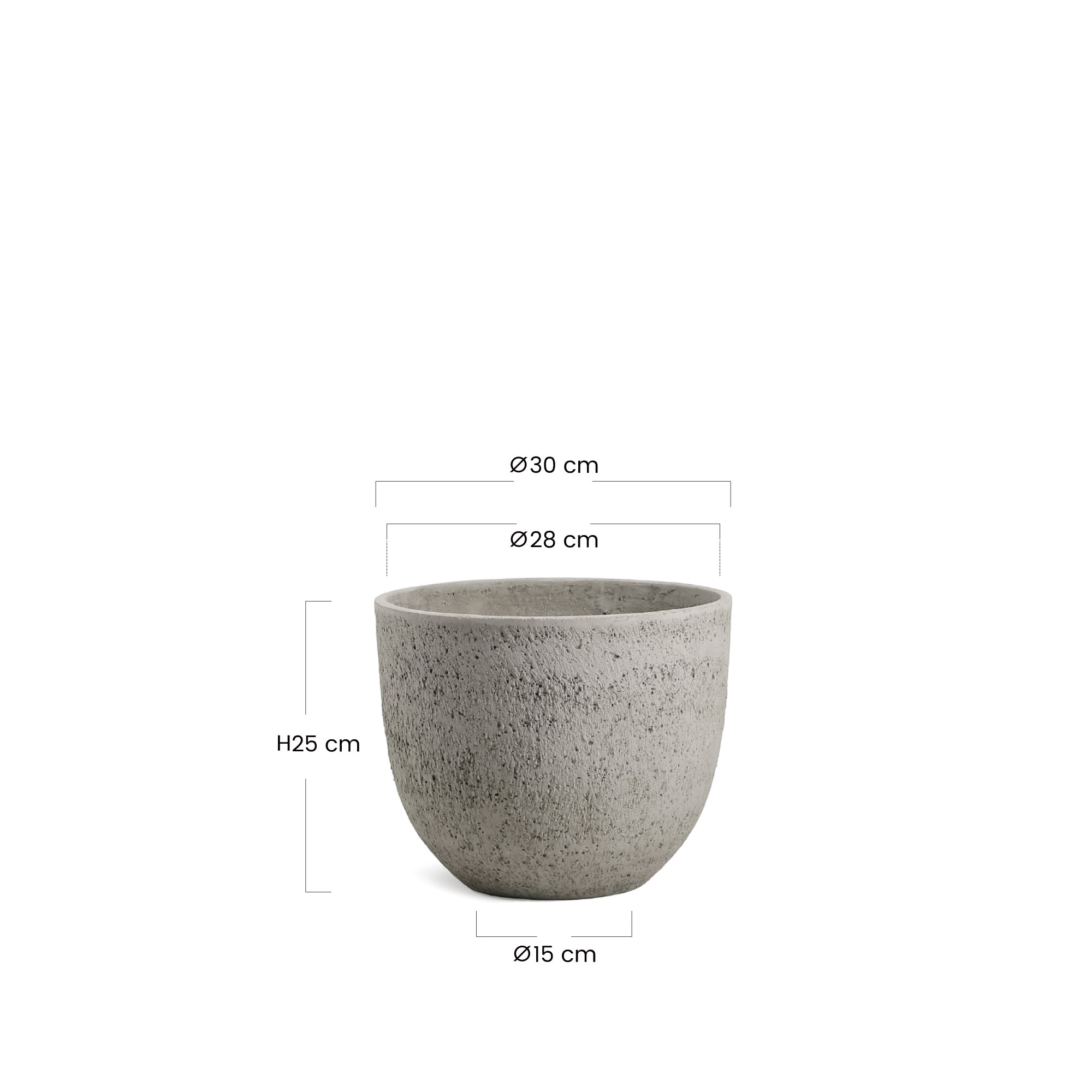 Sia Home Terra cache-pot arrondi gris clair 25 cm fibre de ciment