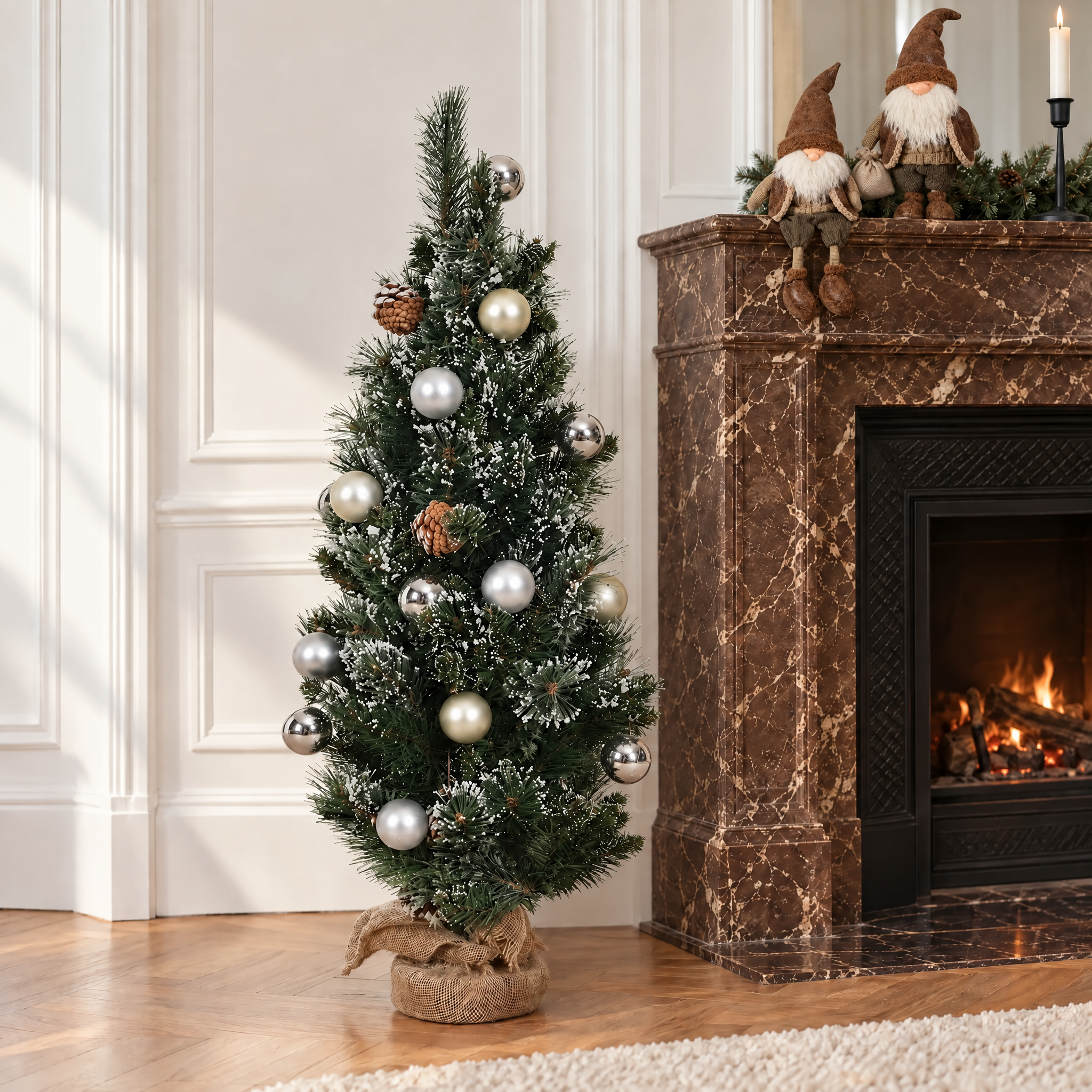 Sia Home Sapin Noël décoré 90cm sapin artificiel vert givré