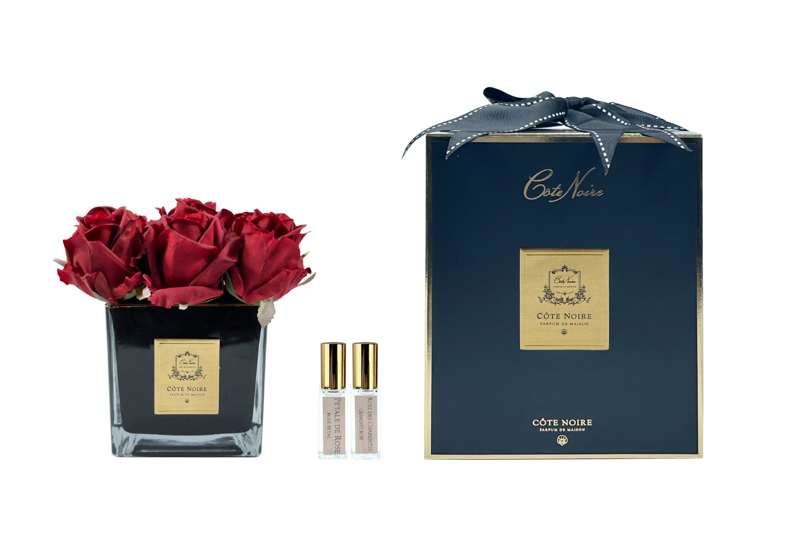 Côte Noire Couture SVB904 9 boutons roses vase noir rouge