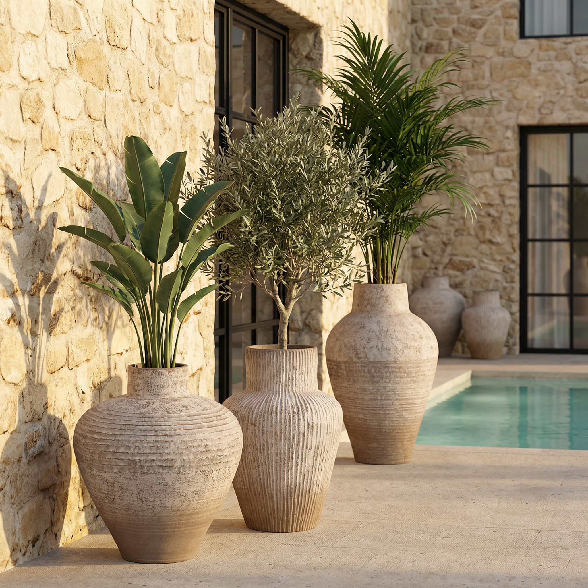 Sia Home Roma cache-pot beige 87 cm fibre ciment