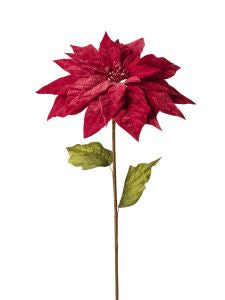Feuillazur Rungis Tige de poinsettia fleur artificielle rouge