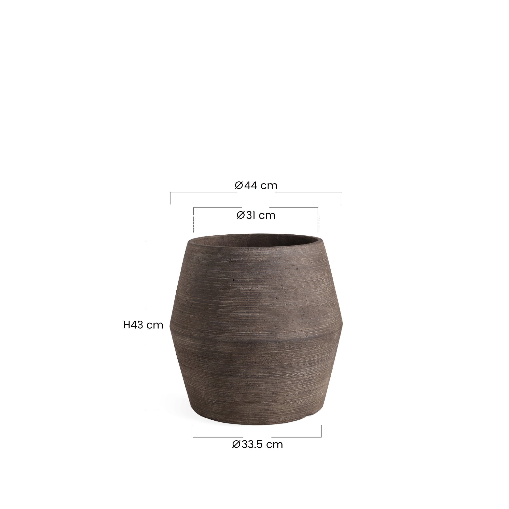 Sia Home Cache-Pot Zen bombé 43 cm cache-pot marron foncé