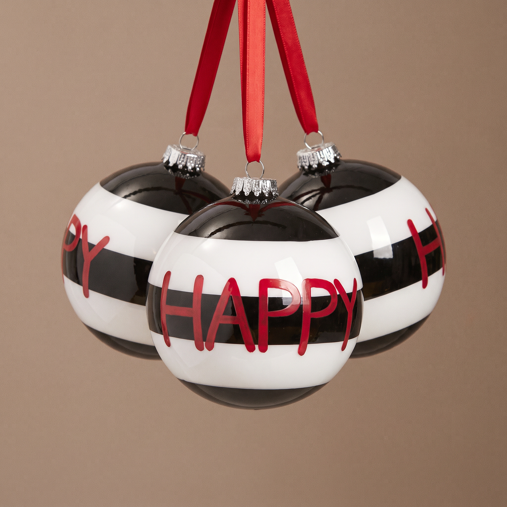 Sia Home Happy boule Noël graphique rouge 8 cm