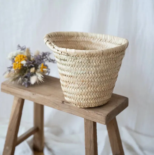 Flowrette Cache-pot feuille de palmier tressé bohème
