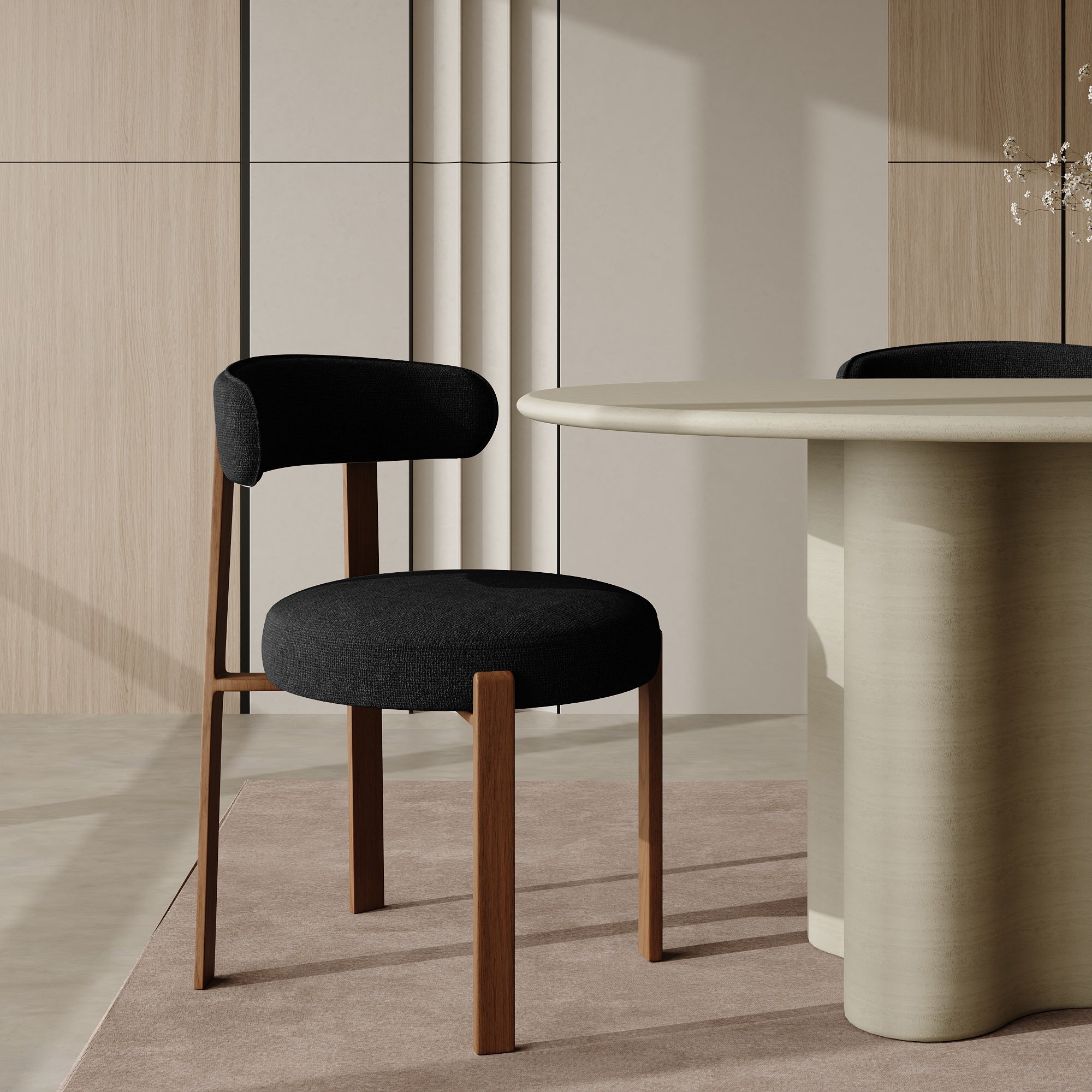 Sia Home Juna lot 2 chaises noires assise arrondie salle à manger
